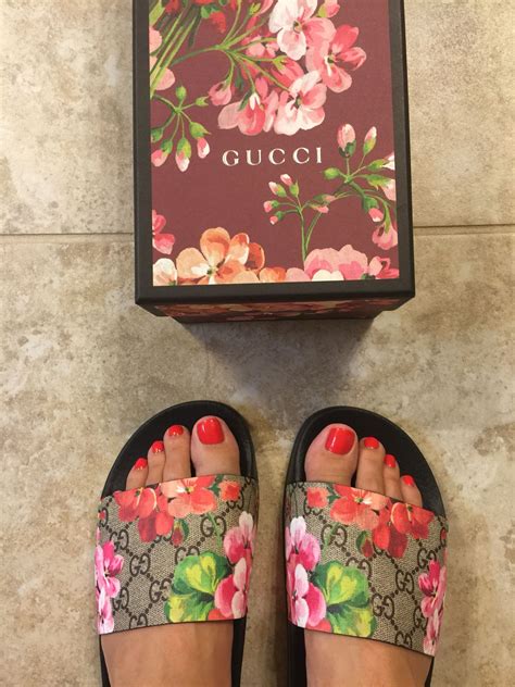 knock off slip on sandal gucci floral|Gucci dupe sandals.